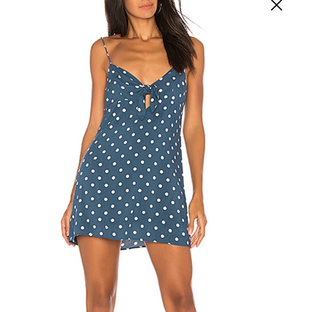 Motel (revolve) tie front polka dot dress